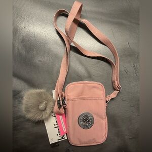NWT Kipling Blush Pink Crossbody Bag with Faux Fur Monkey Pom-Pom Charm